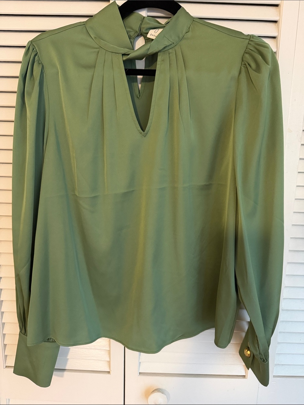 NWT Joie Tie-Neck Long Sleeve Blouse in Sage Green Size medium